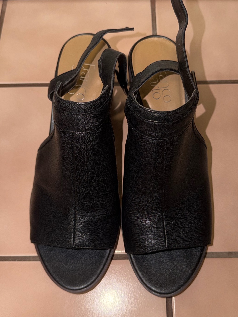 Franco Sarto Black Open-Toe Slingback Mules